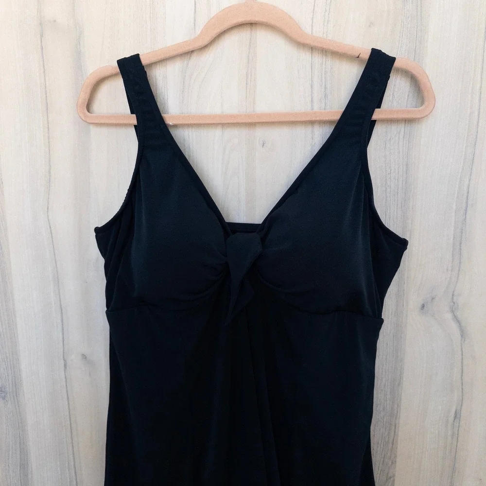 Slimshaper Womens Swim Dress 18 Black Modest Beach Minimal Tummy Control